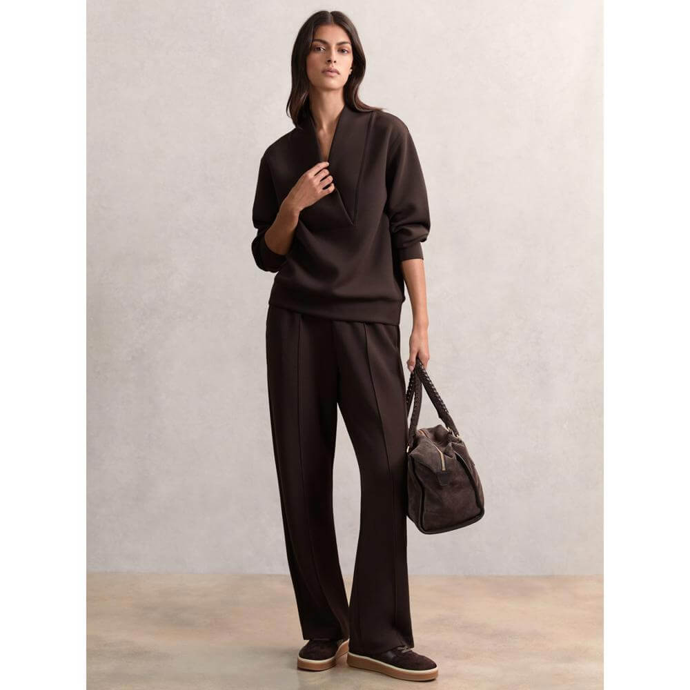 REISS Annabel Interlock Shawl-Neck Sweatshirt